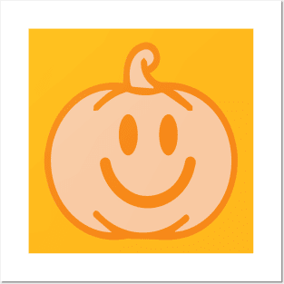 Preppy Smiley Face Pumpkin - Halloween Costume Jack o Lantern Posters and Art